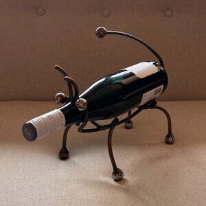 MCM 60s Wine Bottle Holder Wrought Iron Critter